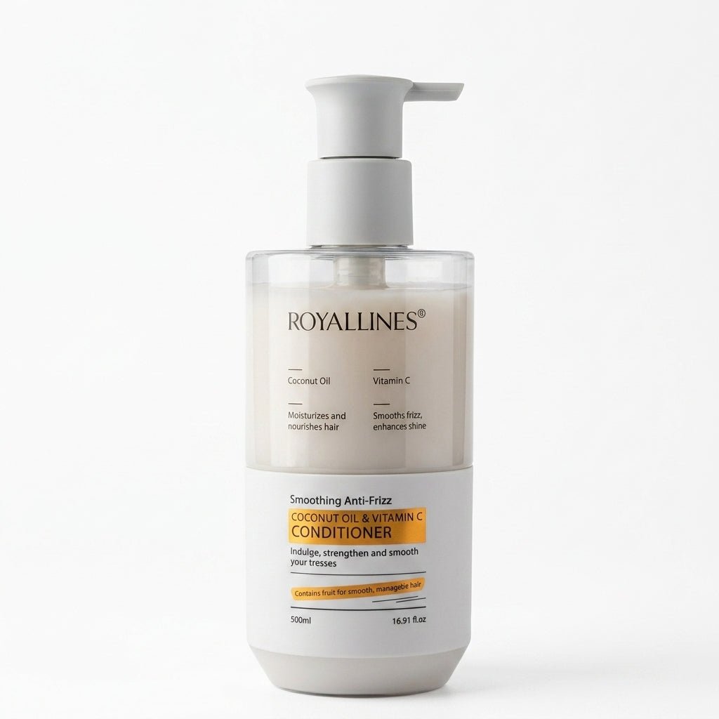 Royallines Coconut Oil & Vitamin C Smoothing Anti-Frizz Conditioner – 750ml - Al Kabayel Discount CentreRoyallines Coconut Oil & Vitamin C Smoothing Anti-Frizz Conditioner – 750mlShampoo/ConditionerROYALLINESAl Kabayel Discount Centre