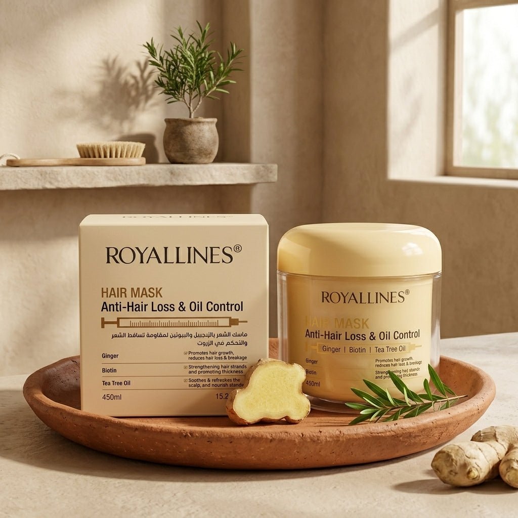 Royallines Ginger & Biotin Anti-Hair Loss & Oil Control Hair Mask – 450ml - Al Kabayel Discount CentreRoyallines Ginger & Biotin Anti-Hair Loss & Oil Control Hair Mask – 450mlHair MasksROYALLINESAl Kabayel Discount Centre
