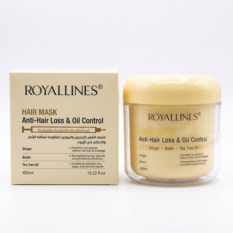 Royallines Ginger & Biotin Anti-Hair Loss & Oil Control Hair Mask – 450ml - Al Kabayel Discount CentreRoyallines Ginger & Biotin Anti-Hair Loss & Oil Control Hair Mask – 450mlHair MasksROYALLINESAl Kabayel Discount Centre