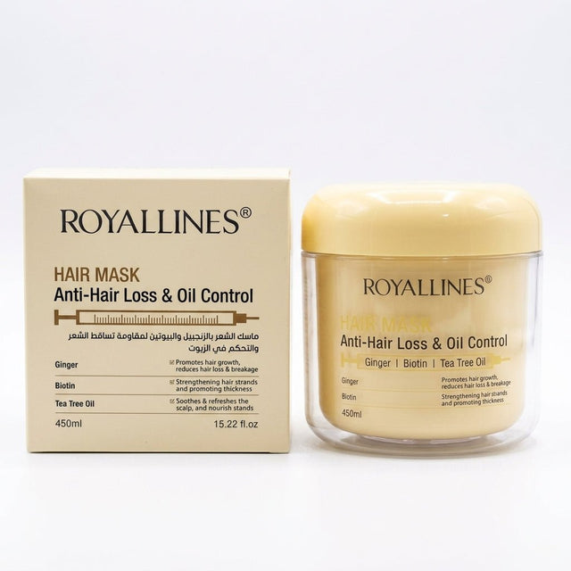 Royallines Ginger & Biotin Anti-Hair Loss & Oil Control Hair Mask – 450ml - Al Kabayel Discount CentreRoyallines Ginger & Biotin Anti-Hair Loss & Oil Control Hair Mask – 450mlHair MasksROYALLINESAl Kabayel Discount Centre
