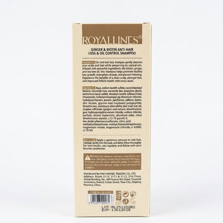 Royallines Ginger & Biotin Anti-Hair Loss & Oil Control Shampoo 700ml - Al Kabayel Discount CentreRoyallines Ginger & Biotin Anti-Hair Loss & Oil Control Shampoo 700mlShampoo/ConditionerROYALLINESAl Kabayel Discount Centre