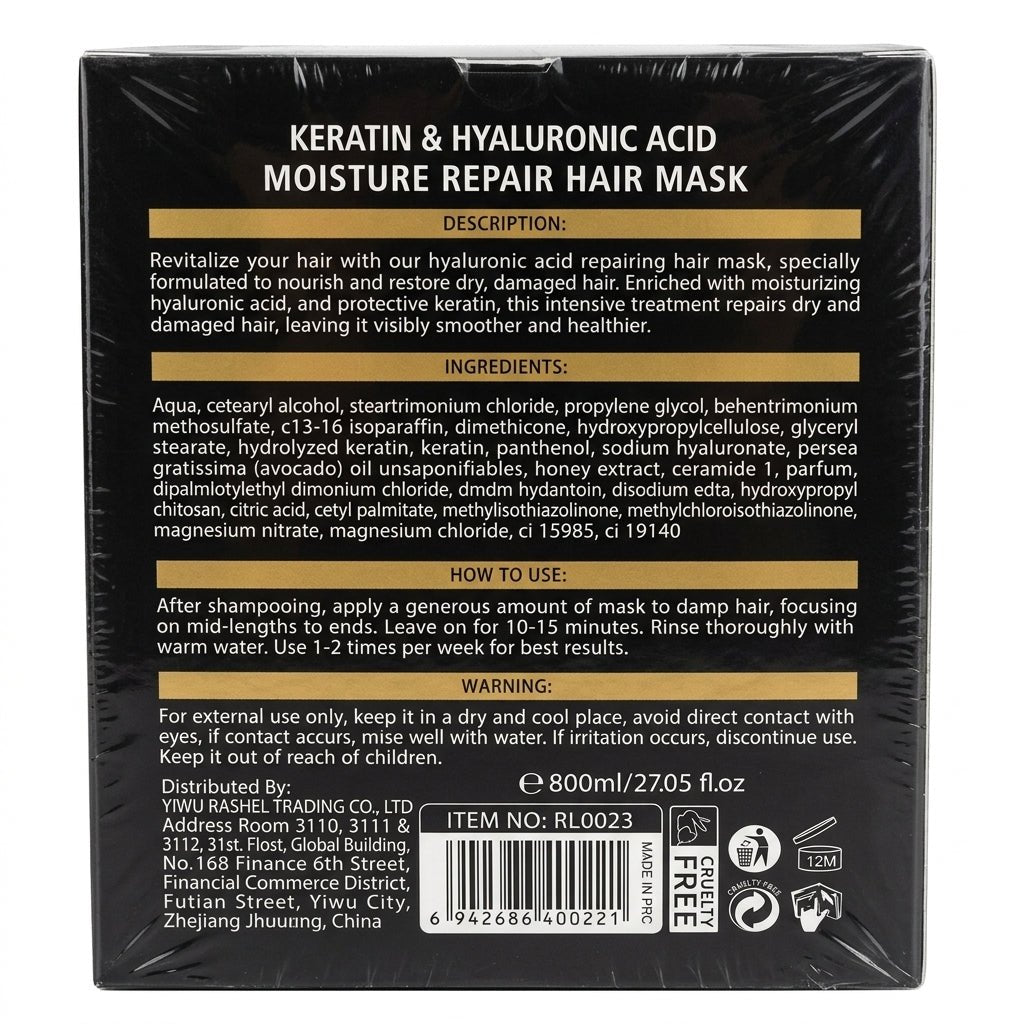 Royallines Keratin & Hyaluronic Acid Moisture Repair Hair Mask – 800ml - Al Kabayel Discount CentreRoyallines Keratin & Hyaluronic Acid Moisture Repair Hair Mask – 800mlHair MasksROYALLINESAl Kabayel Discount Centre