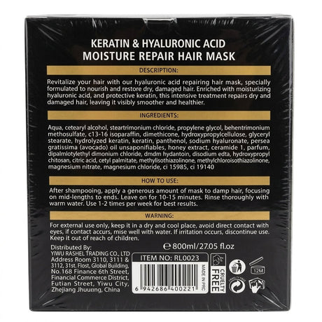 Royallines Keratin & Hyaluronic Acid Moisture Repair Hair Mask – 800ml - Al Kabayel Discount CentreRoyallines Keratin & Hyaluronic Acid Moisture Repair Hair Mask – 800mlHair MasksROYALLINESAl Kabayel Discount Centre