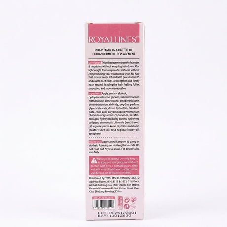 Royallines Oil Replacement Extra Volume – Pro-Vitamin B5 & Castor Oil | 250ml - Al Kabayel Discount CentreRoyallines Oil Replacement Extra Volume – Pro-Vitamin B5 & Castor Oil | 250mlHair CareROYALLINESAl Kabayel Discount Centre