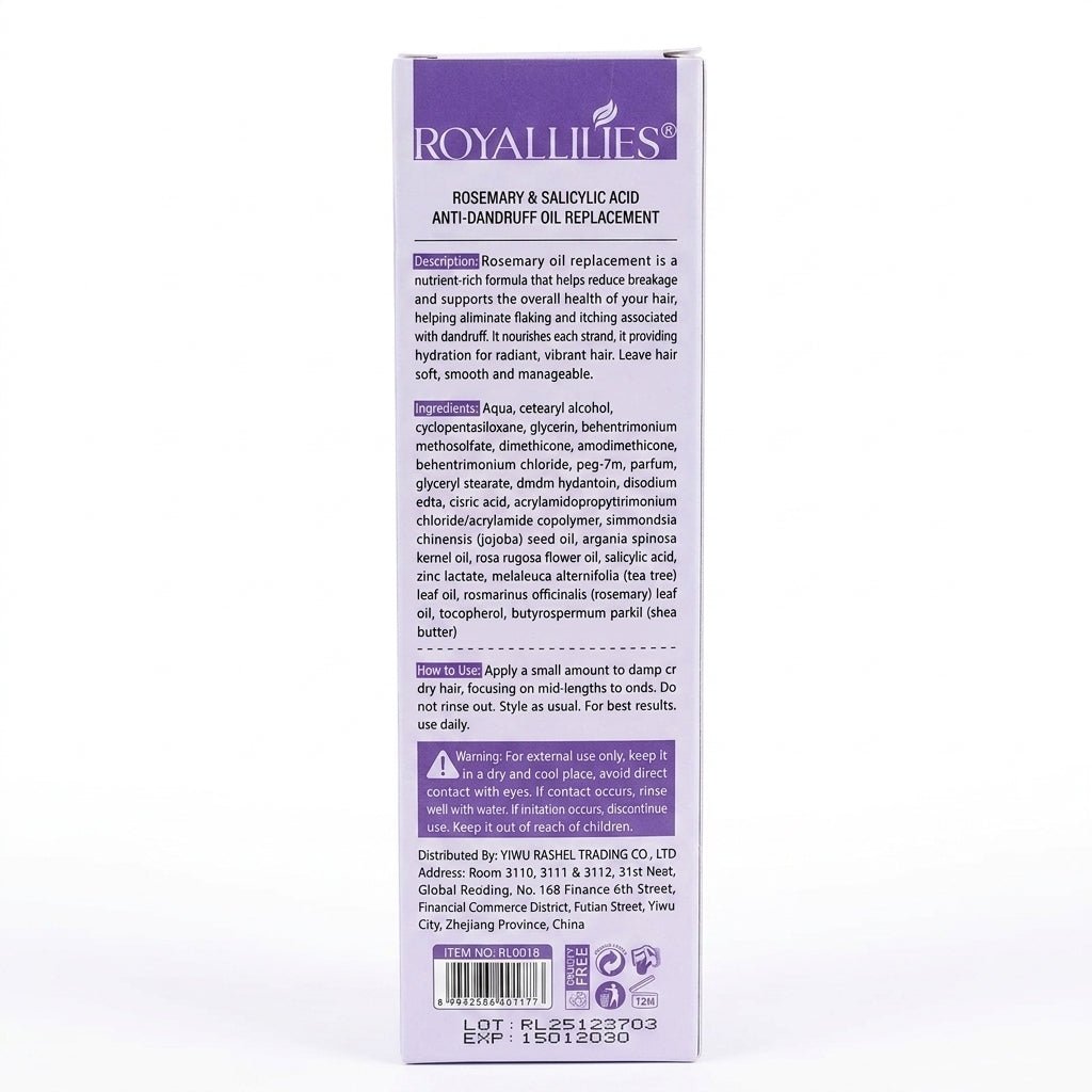 Royallines Rosemary & Salicylic Acid Anti-Dandruff Oil Replacement – 250ml - Al Kabayel Discount CentreRoyallines Rosemary & Salicylic Acid Anti-Dandruff Oil Replacement – 250mlHair CareROYALLINESAl Kabayel Discount Centre