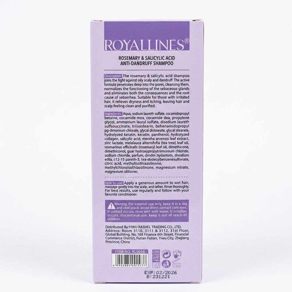 Royallines Rosemary & Salicylic Acid Anti-Dandruff Shampoo with Tea Tree Oil – 700ml - Al Kabayel Discount CentreRoyallines Rosemary & Salicylic Acid Anti-Dandruff Shampoo with Tea Tree Oil – 700mlShampoo/ConditionerROYALLINESAl Kabayel Discount Centre