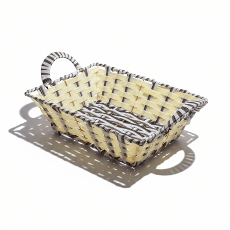 Rustic Cream & White Handwoven Rectangular Rattan Storage and Carry Basket with Durable Handle 29×23 cm - Al Kabayel Discount CentreRustic Cream & White Handwoven Rectangular Rattan Storage and Carry Basket with Durable Handle 29×23 cmRattanAKDCAl Kabayel Discount Centre