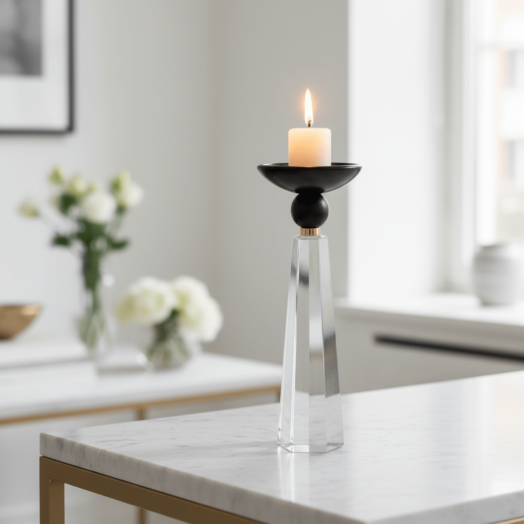 Rustic Crystal & Black Wooden Decorative Candle Holder for Modern Home Interiors – 22cm - Al Kabayel Discount CentreRustic Crystal & Black Wooden Decorative Candle Holder for Modern Home Interiors – 22cmHome Décor AccentsAKDCAl Kabayel Discount Centre