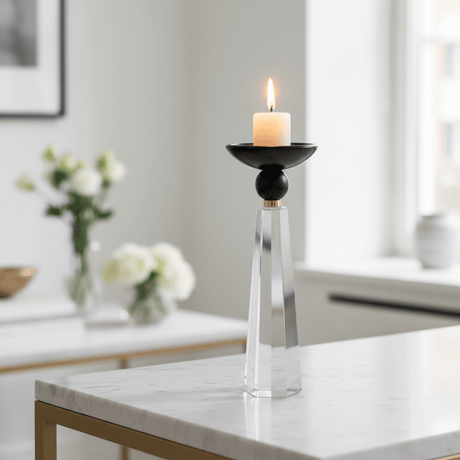 Rustic Crystal & Black Wooden Decorative Candle Holder for Modern Home Interiors – 22cm - Al Kabayel Discount CentreRustic Crystal & Black Wooden Decorative Candle Holder for Modern Home Interiors – 22cmHome Décor AccentsAKDCAl Kabayel Discount Centre