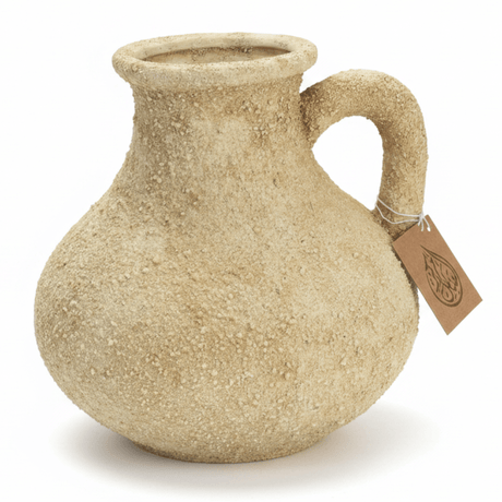 Rustic Textured Ceramic Jug Vase | Sandy Beige Granular Finish | Vintage Amphora Style Home Décor Vase | 20×10 cm - Al Kabayel Discount CentreRustic Textured Ceramic Jug Vase | Sandy Beige Granular Finish | Vintage Amphora Style Home Décor Vase | 20×10 cmHome Décor AccentsAKDCAl Kabayel Discount Centre