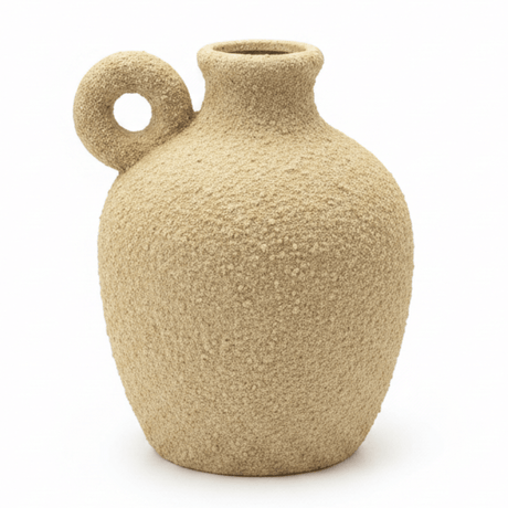 Rustic Textured Ceramic Vase 25cm | Sand-Grain Finish | Single Handle | Arabian Home Décor | Ideal for Dried Flowers & Pampas Grass - Al Kabayel Discount CentreRustic Textured Ceramic Vase 25cm | Sand-Grain Finish | Single Handle | Arabian Home Décor | Ideal for Dried Flowers & Pampas GrassHome Décor AccentsAKDCAl Kabayel Discount Centre