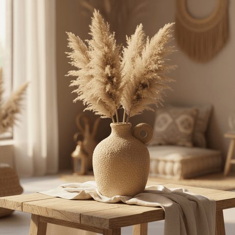 Rustic Textured Ceramic Vase 25cm | Sand-Grain Finish | Single Handle | Arabian Home Décor | Ideal for Dried Flowers & Pampas Grass - Al Kabayel Discount CentreRustic Textured Ceramic Vase 25cm | Sand-Grain Finish | Single Handle | Arabian Home Décor | Ideal for Dried Flowers & Pampas GrassHome Décor AccentsAKDCAl Kabayel Discount Centre