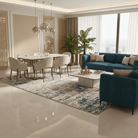 Safari Cream & Blue Polyester Carpet | 250×350 cm | - Al Kabayel Discount CentreSafari Cream & Blue Polyester Carpet | 250×350 cm |DoormatsSAFARIAl Kabayel Discount Centre