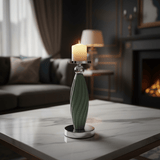 Sage Green Plastic & Metal Textured Pillar Candle Holder with Chrome Accents – 22.5cm - Al Kabayel Discount CentreSage Green Plastic & Metal Textured Pillar Candle Holder with Chrome Accents – 22.5cmHome Décor AccentsAKDCAl Kabayel Discount Centre