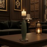 Sage Green Plastic & Metal Textured Pillar Candle Holder with Chrome Accents – 29cm - Al Kabayel Discount CentreSage Green Plastic & Metal Textured Pillar Candle Holder with Chrome Accents – 29cmHome Décor AccentsAKDCAl Kabayel Discount Centre