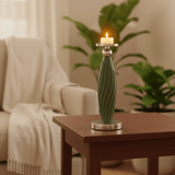 Sage Green Plastic & Metal Textured Pillar Candle Holder with Chrome Accents – 29cm - Al Kabayel Discount CentreSage Green Plastic & Metal Textured Pillar Candle Holder with Chrome Accents – 29cmHome Décor AccentsAKDCAl Kabayel Discount Centre