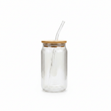 Sakha Iridescent Ribbed Glass Jar with Bamboo Lid & Glass Straw — 470ml - Al Kabayel Discount CentreSakha Iridescent Ribbed Glass Jar with Bamboo Lid & Glass Straw — 470mlMugsSAKHAAl Kabayel Discount Centre