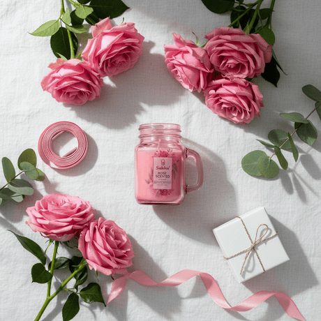 Sakha Rose Scented Candle — Glass Jar, 9cm - Al Kabayel Discount CentreSakha Rose Scented Candle — Glass Jar, 9cmHome FragrancesSAKHAAl Kabayel Discount Centre