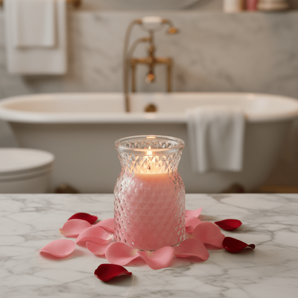 Sakha Rose Scented Candle in Diamond - Cut Glass Pot | 10×7cm - Al Kabayel Discount CentreSakha Rose Scented Candle in Diamond - Cut Glass Pot | 10×7cmHome FragrancesSAKHAAl Kabayel Discount Centre