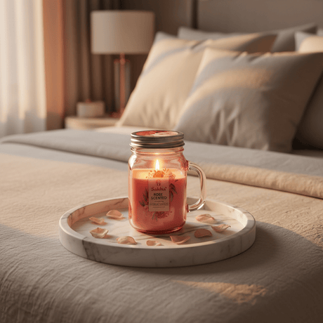 Sakha Rose Scented Candle in Glass Jar Mug | 12cm | - Al Kabayel Discount CentreSakha Rose Scented Candle in Glass Jar Mug | 12cm |Home FragrancesSAKHAAl Kabayel Discount Centre