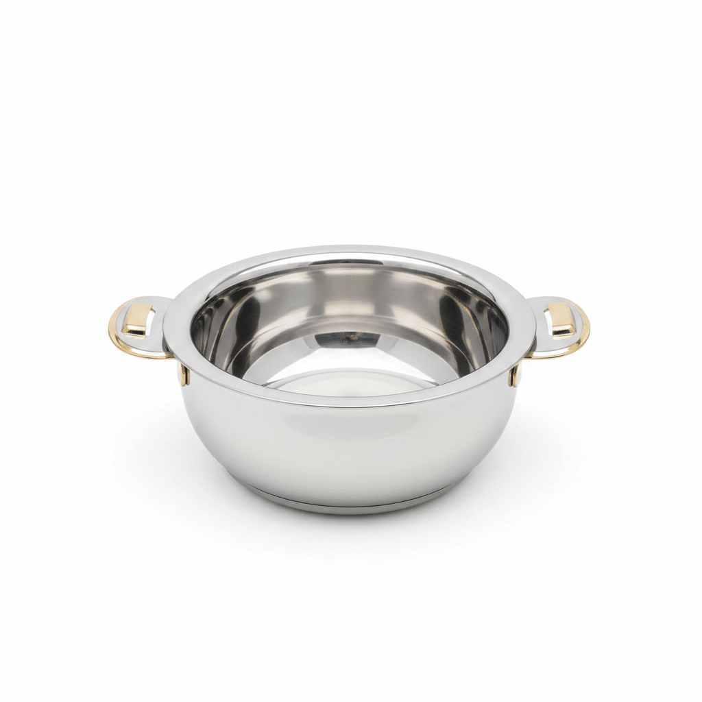 Sanjana Salma Compact Stainless Steel Insulated Hotpot for Food Storage and Serving Durable Silver & Gold Finish 600 ml - Al Kabayel Discount CentreSanjana Salma Compact Stainless Steel Insulated Hotpot for Food Storage and Serving Durable Silver & Gold Finish 600 mlCasserolesSANJANAAl Kabayel Discount Centre