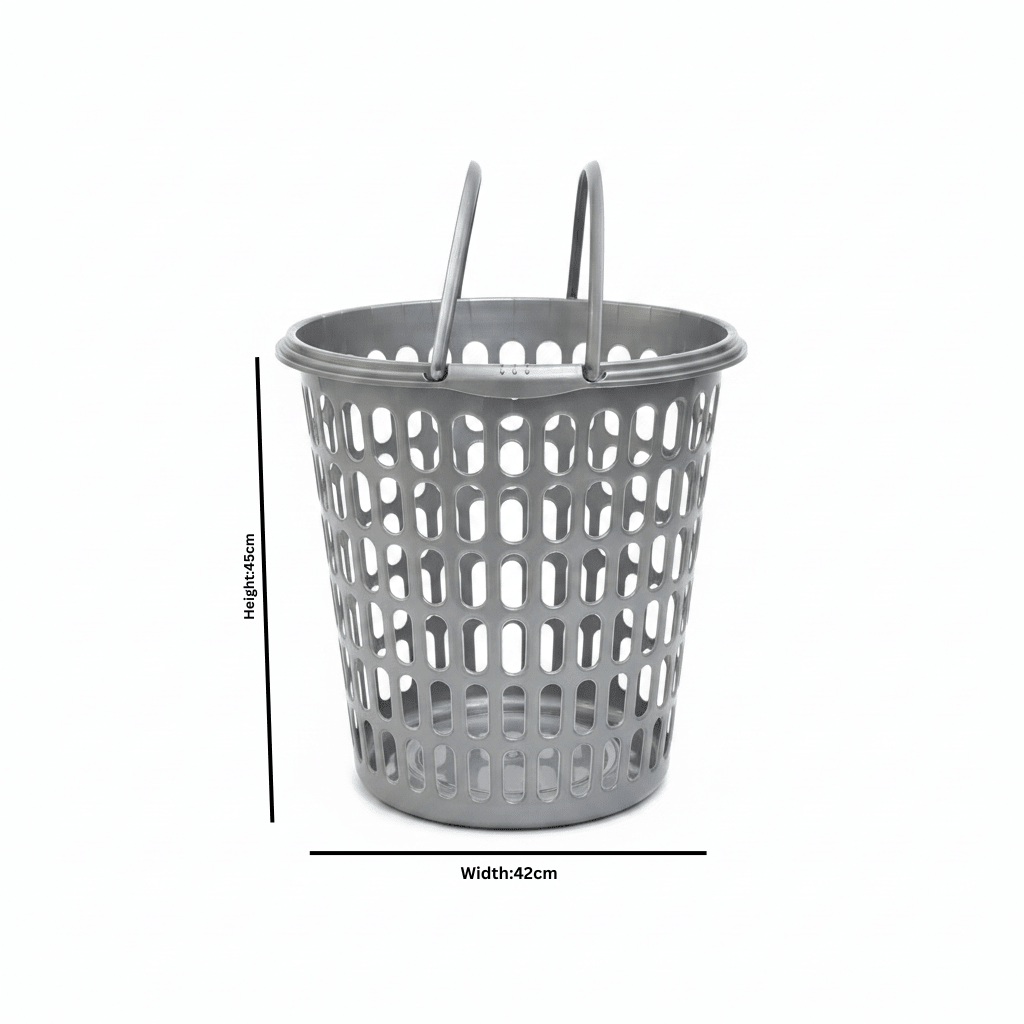Sarvah Grey Plastic Laundry Basket with Handles - 45×42 cm - Al Kabayel Discount CentreSarvah Grey Plastic Laundry Basket with Handles - 45×42 cmOrganizers & AccessoriesSARVAHAl Kabayel Discount Centre