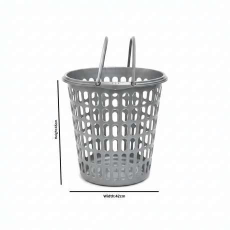 Sarvah Grey Plastic Laundry Basket with Handles - 45×42 cm - Al Kabayel Discount CentreSarvah Grey Plastic Laundry Basket with Handles - 45×42 cmOrganizers & AccessoriesSARVAHAl Kabayel Discount Centre