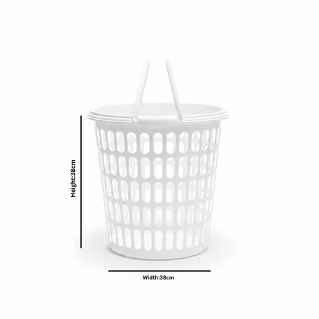 Sarvah White Plastic Laundry Basket with Handles - 38×38 cm - Al Kabayel Discount CentreSarvah White Plastic Laundry Basket with Handles - 38×38 cmOrganizers & AccessoriesSARVAHAl Kabayel Discount Centre