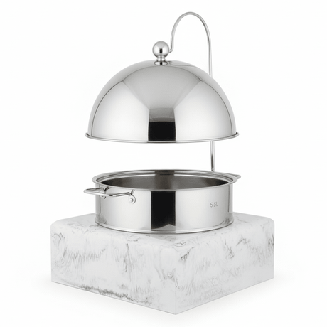 Satin Premium Stainless Steel Chafing Dish with Durable White Melamine Base Catering Buffet Warmer 5.5L - Al Kabayel Discount CentreSatin Premium Stainless Steel Chafing Dish with Durable White Melamine Base Catering Buffet Warmer 5.5LWarmersSATINAl Kabayel Discount Centre