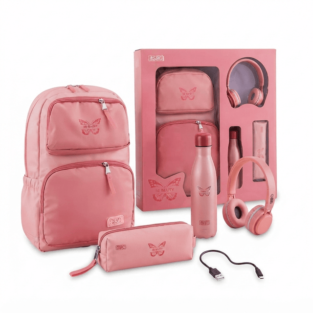 SBC 16" Butterfly "Be Happy" 4-in-1 School & Lifestyle Gift Set – Pink - Al Kabayel Discount CentreSBC 16" Butterfly "Be Happy" 4-in-1 School & Lifestyle Gift Set – PinkSchool BagsSBCAl Kabayel Discount Centre