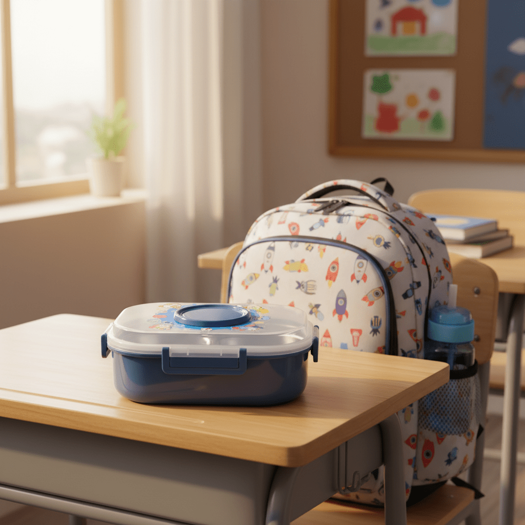 SBC Blue 2-Section Stainless Steel Kids Lunch Box with Spoon - 20×13 cm - Al Kabayel Discount CentreSBC Blue 2-Section Stainless Steel Kids Lunch Box with Spoon - 20×13 cmLunch BoxSBCAl Kabayel Discount Centre
