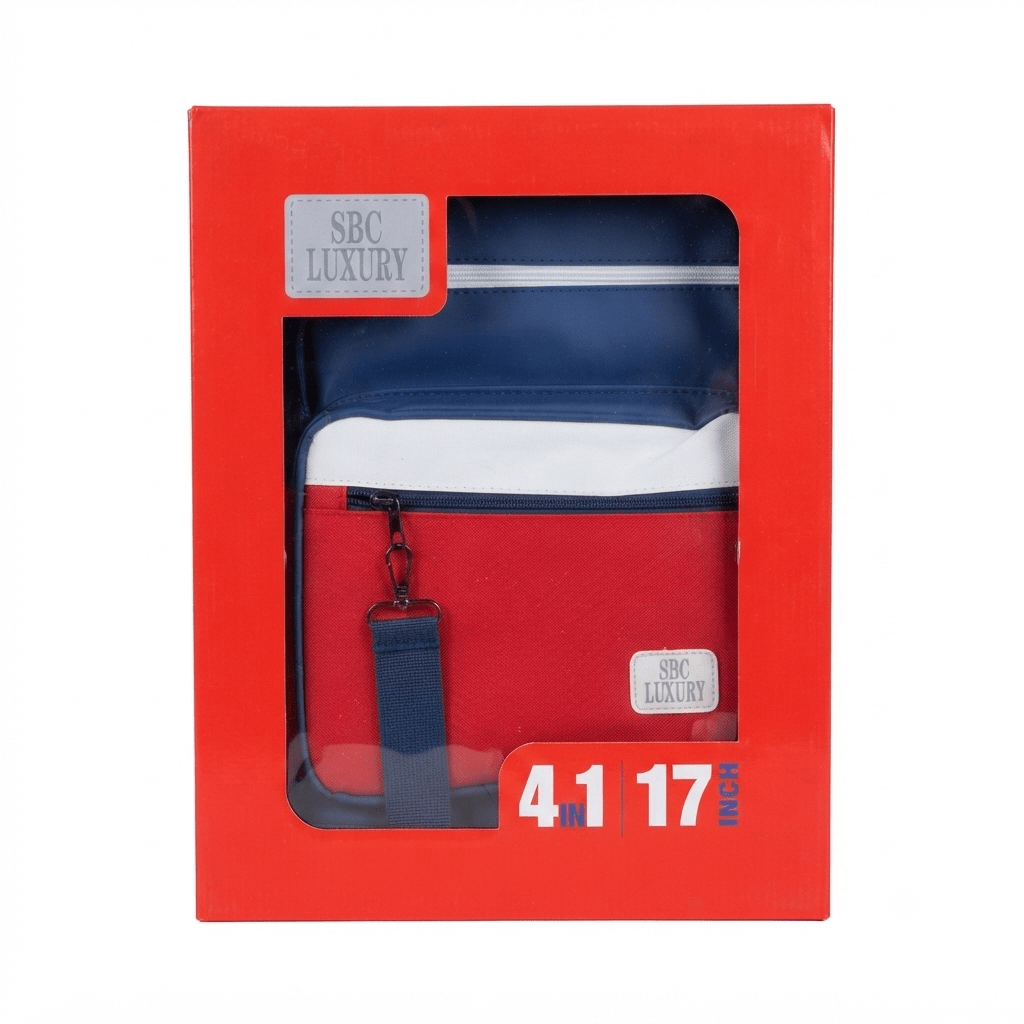 SBC Luxury 4-in-1 School Backpack Set 17" – Navy Blue & Red (Backpack + Lunch Bag + Water Bottle + Pencil Case) - Al Kabayel Discount CentreSBC Luxury 4-in-1 School Backpack Set 17" – Navy Blue & Red (Backpack + Lunch Bag + Water Bottle + Pencil Case)School BagsSBCAl Kabayel Discount Centre
