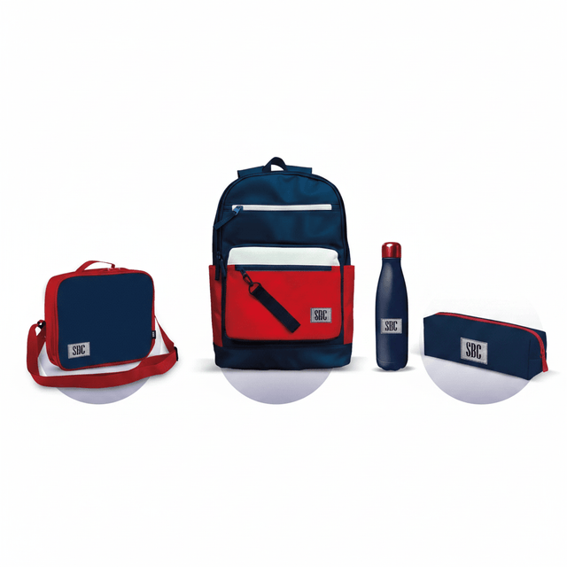 SBC Luxury 4-in-1 School Backpack Set 17" – Navy Blue & Red (Backpack + Lunch Bag + Water Bottle + Pencil Case) - Al Kabayel Discount CentreSBC Luxury 4-in-1 School Backpack Set 17" – Navy Blue & Red (Backpack + Lunch Bag + Water Bottle + Pencil Case)School BagsSBCAl Kabayel Discount Centre