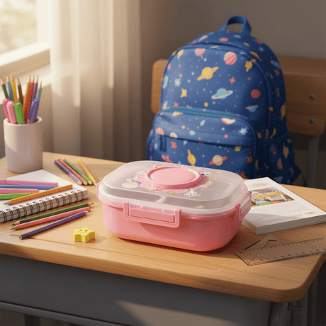 SBC Pink 2-Section Children's Lunch Box with Spoon — 20×13cm - Al Kabayel Discount CentreSBC Pink 2-Section Children's Lunch Box with Spoon — 20×13cmLunch BoxSBCAl Kabayel Discount Centre