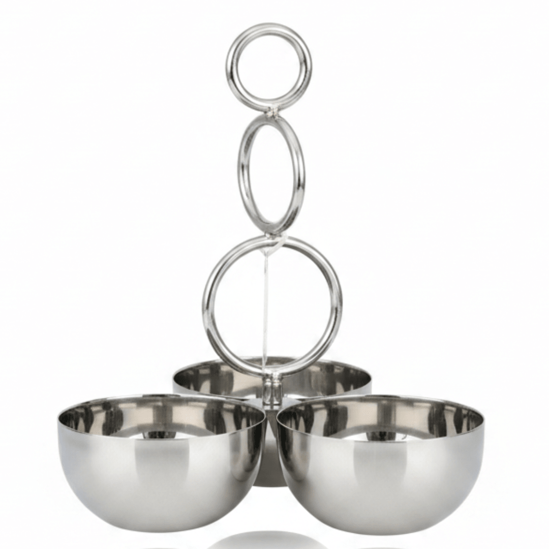 SBTC 3 - Section Stainless Steel Candy Bowl with Handle for Organized Serving of Snacks & Dry Fruits – 9 × 9 × 22 cm - Al Kabayel Discount CentreSBTC 3 - Section Stainless Steel Candy Bowl with Handle for Organized Serving of Snacks & Dry Fruits – 9 × 9 × 22 cmBowlsSBTCAl Kabayel Discount Centre