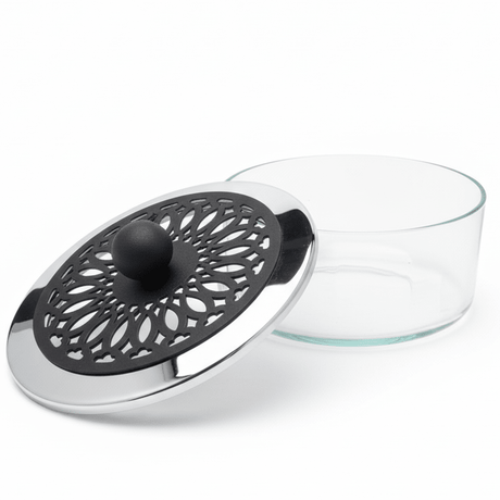 SBTC Glass Container with Metal Holder – Premium Silver & Black Finish, Storage Jar for Dry Fruits, Candy & Snacks, 20 × 8 cm - Al Kabayel Discount CentreSBTC Glass Container with Metal Holder – Premium Silver & Black Finish, Storage Jar for Dry Fruits, Candy & Snacks, 20 × 8 cmJars & Food SaversSBTCAl Kabayel Discount Centre