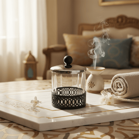 SBTC Glass Container with Metal Holder – Silver & Black Luxury Finish, Multipurpose Storage Jar, 4 × 4 Inch - Al Kabayel Discount CentreSBTC Glass Container with Metal Holder – Silver & Black Luxury Finish, Multipurpose Storage Jar, 4 × 4 InchJars & Food SaversSBTCAl Kabayel Discount Centre