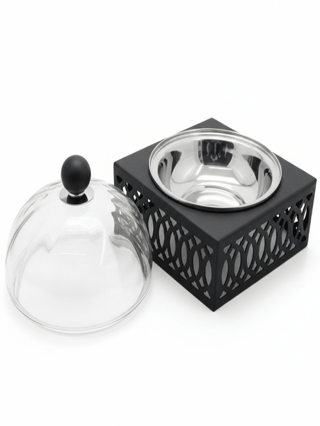 SBTC Glass Lid Metal Date Bowl with Stand – Premium Silver & Black Finish, Ideal for Dates & Dry Fruits, 15 × 14 cm - Al Kabayel Discount CentreSBTC Glass Lid Metal Date Bowl with Stand – Premium Silver & Black Finish, Ideal for Dates & Dry Fruits, 15 × 14 cmJars & Food SaversSBTCAl Kabayel Discount Centre
