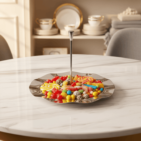 SBTC Large Stainless Steel Candy Plate with Handle for Serving Snacks, Sweets & Dry Fruits – 21 × 16 cm - Al Kabayel Discount CentreSBTC Large Stainless Steel Candy Plate with Handle for Serving Snacks, Sweets & Dry Fruits – 21 × 16 cmServing TraysSBTCAl Kabayel Discount Centre