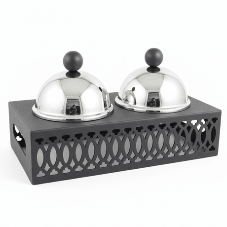 SBTC Metal Serving Bowl Set of 2 – Stylish Silver with Black Accents, Perfect for Snacks & Sweets, 28 × 14 × 13 cm - Al Kabayel Discount CentreSBTC Metal Serving Bowl Set of 2 – Stylish Silver with Black Accents, Perfect for Snacks & Sweets, 28 × 14 × 13 cmJars & Food SaversSBTCAl Kabayel Discount Centre
