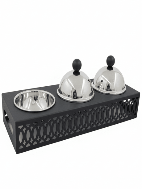 SBTC Metal Serving Bowl Set of 3 – Elegant Silver & Black Tableware for Snacks, Fruits & Desserts, 40 × 14 × 13 cm - Al Kabayel Discount CentreSBTC Metal Serving Bowl Set of 3 – Elegant Silver & Black Tableware for Snacks, Fruits & Desserts, 40 × 14 × 13 cmJars & Food SaversSBTCAl Kabayel Discount Centre