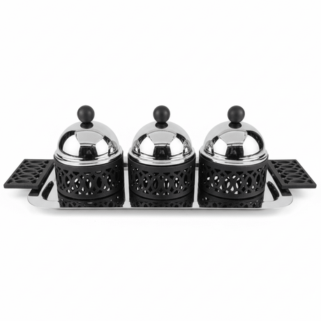 SBTC Metal Serving Bowl Set of 3 – Premium Silver & Black Finish, Ideal for Dining, Buffet & Party Use, 40 × 19 × 14 cm - Al Kabayel Discount CentreSBTC Metal Serving Bowl Set of 3 – Premium Silver & Black Finish, Ideal for Dining, Buffet & Party Use, 40 × 19 × 14 cmJars & Food SaversSBTCAl Kabayel Discount Centre