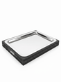SBTC Rectangular Decorative Metal Serving Tray – Silver Body with Black Contrast Design, Multipurpose Dining & Tea Tray, 34 × 18 cm - Al Kabayel Discount CentreSBTC Rectangular Decorative Metal Serving Tray – Silver Body with Black Contrast Design, Multipurpose Dining & Tea Tray, 34 × 18 cmServing TraysSBTCAl Kabayel Discount Centre