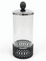 SBTC Round Glass Container with Metal Holder – Silver & Black Decorative Storage Box, 4 × 6 Inch - Al Kabayel Discount CentreSBTC Round Glass Container with Metal Holder – Silver & Black Decorative Storage Box, 4 × 6 InchJars & Food SaversSBTCAl Kabayel Discount Centre