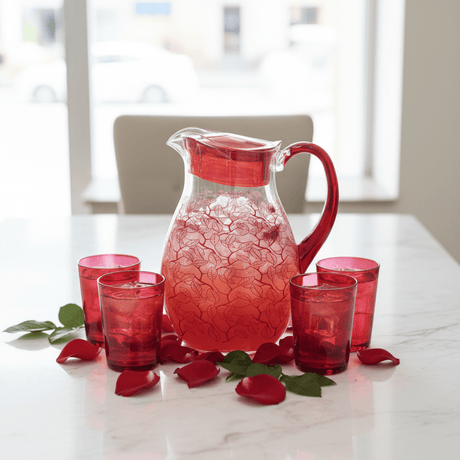 Scarlet Leaf Designer Clear Acrylic Serving Jug with Elegant Red Leaf Artwork – 20 cm - Al Kabayel Discount CentreScarlet Leaf Designer Clear Acrylic Serving Jug with Elegant Red Leaf Artwork – 20 cmJugsSCARLETAl Kabayel Discount Centre