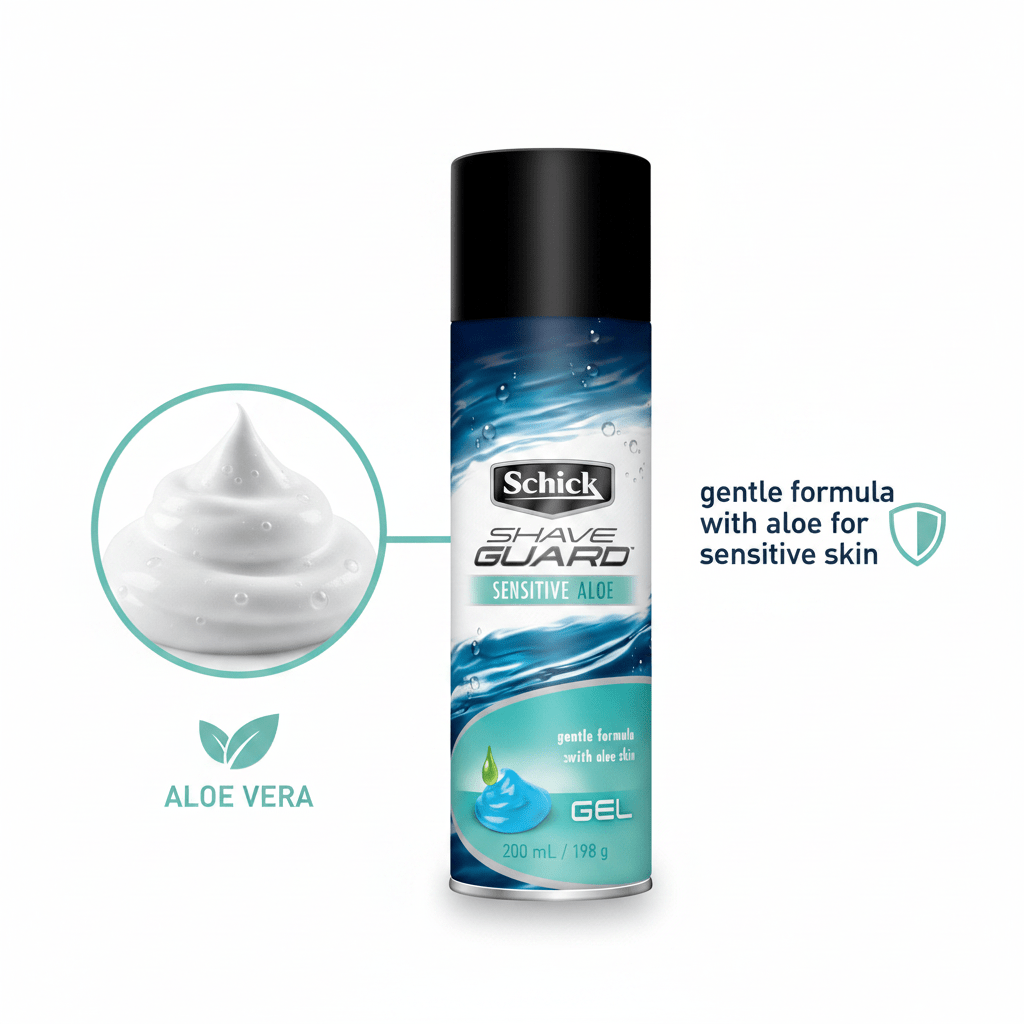 Schick Shave Guard Sensitive Skin Shaving Gel with Aloe Vera 200ml - Al Kabayel Discount CentreSchick Shave Guard Sensitive Skin Shaving Gel with Aloe Vera 200mlShaving & GroomingSCHICKAl Kabayel Discount Centre