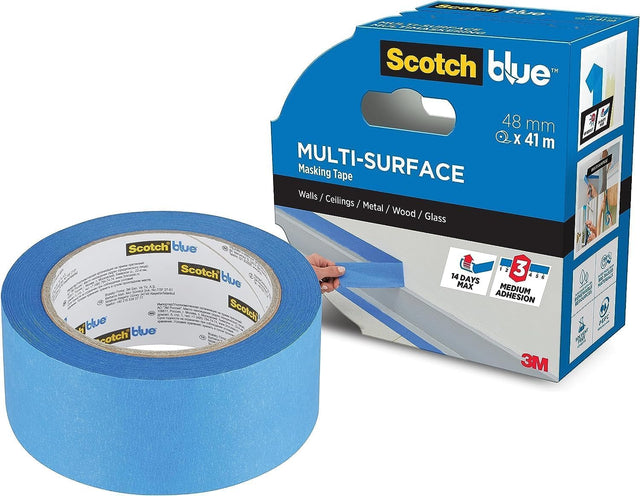 Scotch Blue Premium Masking Tape 48mm x 41m, 1 roll/pack | Blue color | Masking and Protection | High adhesion | Multi - Surface | For walls, ceiling, metal, wood | Easy to Remove with no residue - Al Kabayel Discount CentreScotch Blue Premium Masking Tape 48mm x 41m, 1 roll/pack | Blue color | Masking and Protection | High adhesion | Multi - Surface | For walls, ceiling, metal, wood | Easy to Remove with no residueTapes & Packaging Tapes3MAl Kabayel Discount Centre