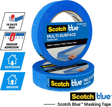 Scotch Blue Premium Masking Tape 48mm x 41m, 1 roll/pack | Blue color | Masking and Protection | High adhesion | Multi - Surface | For walls, ceiling, metal, wood | Easy to Remove with no residue - Al Kabayel Discount CentreScotch Blue Premium Masking Tape 48mm x 41m, 1 roll/pack | Blue color | Masking and Protection | High adhesion | Multi - Surface | For walls, ceiling, metal, wood | Easy to Remove with no residueTapes & Packaging Tapes3MAl Kabayel Discount Centre