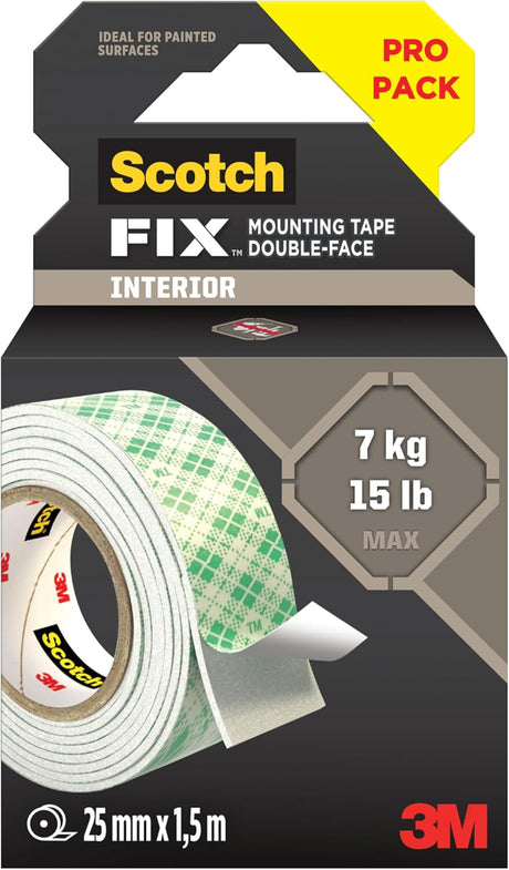 Scotch - Fix™ Indoor Double - Sided Mounting Tape 114S - INT - EU, 25mmx1.5m, 24 RL/CV - Al Kabayel Discount CentreScotch - Fix™ Indoor Double - Sided Mounting Tape 114S - INT - EU, 25mmx1.5m, 24 RL/CVTapes & Packaging Tapes3MAl Kabayel Discount Centre