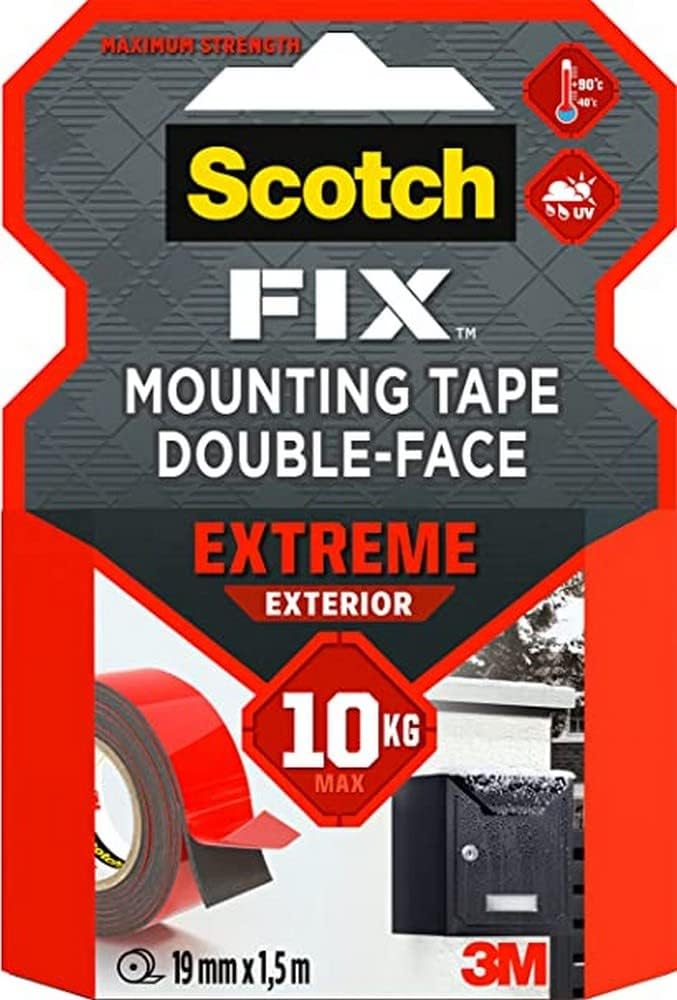 Scotch Mount Extreme Exterior Tape 19mm x 1.5m, 1 roll/pack | Holds up 1 kg. per 15cm | Gray color | Extremely Strong | Higher Adhesion | Multi - Surface | No Tools | Double Sided Adhesive Tape - Al Kabayel Discount CentreScotch Mount Extreme Exterior Tape 19mm x 1.5m, 1 roll/pack | Holds up 1 kg. per 15cm | Gray color | Extremely Strong | Higher Adhesion | Multi - Surface | No Tools | Double Sided Adhesive TapeTapes & Packaging Tapes3MAl Kabayel Discount Centre